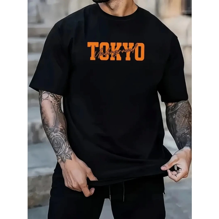 MDB Baskılı Oversize Bisiklet Yaka Tshirt  iyah