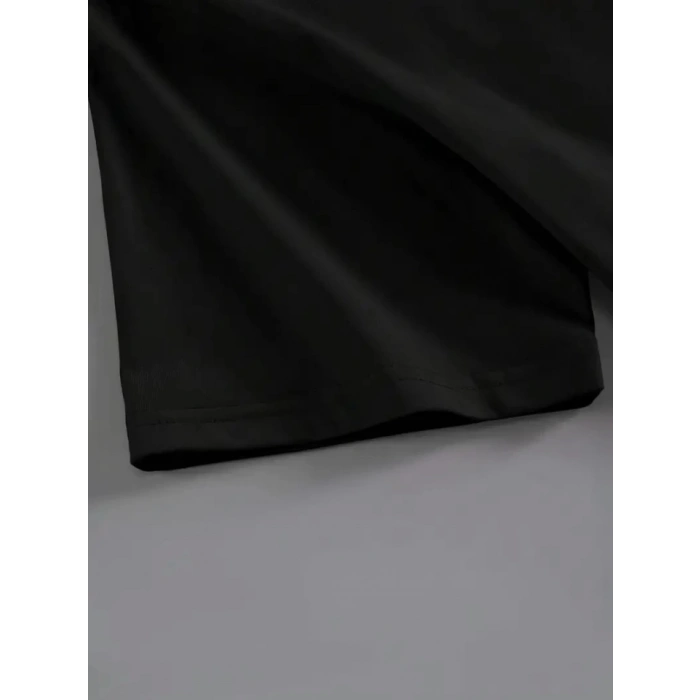 MDB Baskılı Oversize Bisiklet Yaka Tshirt  iyah