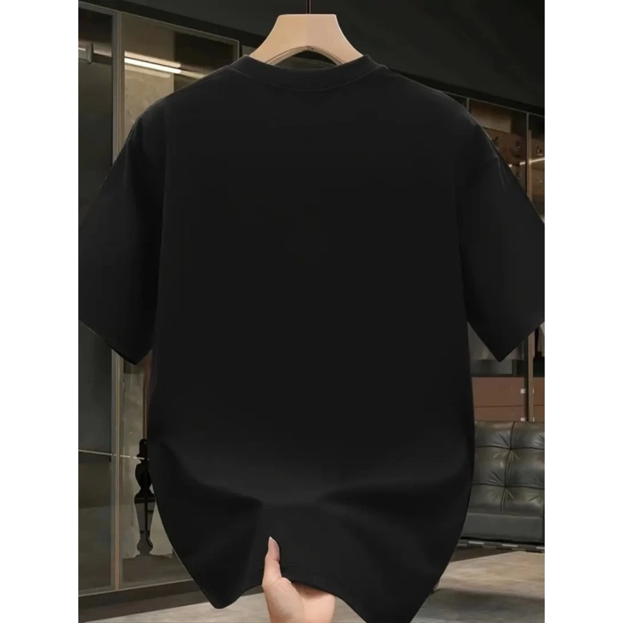 MDB Baskılı Oversize Bisiklet Yaka Tshirt  iyah