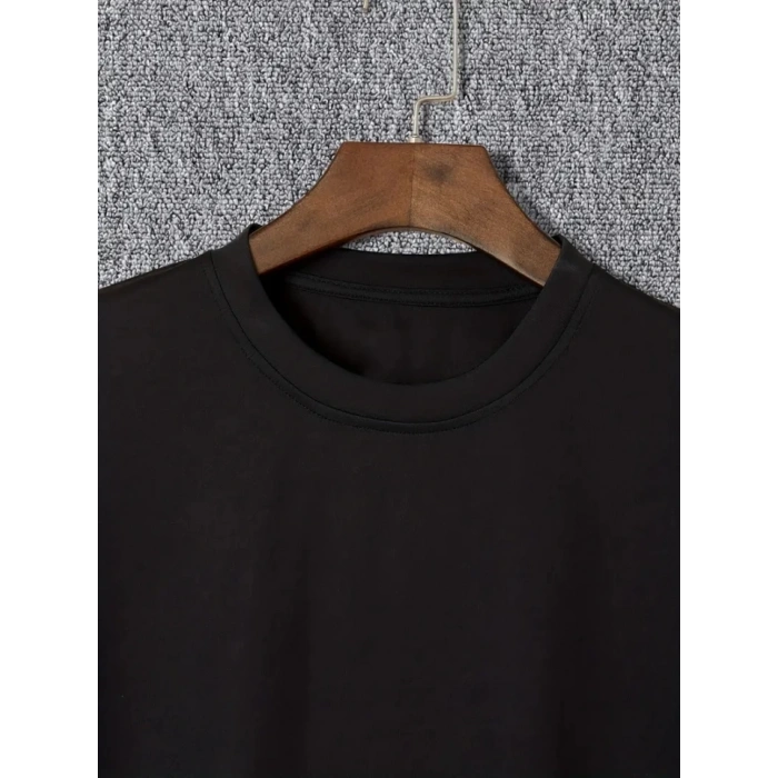 MDB Baskılı Oversize Bisiklet Yaka Tshirt  iyah