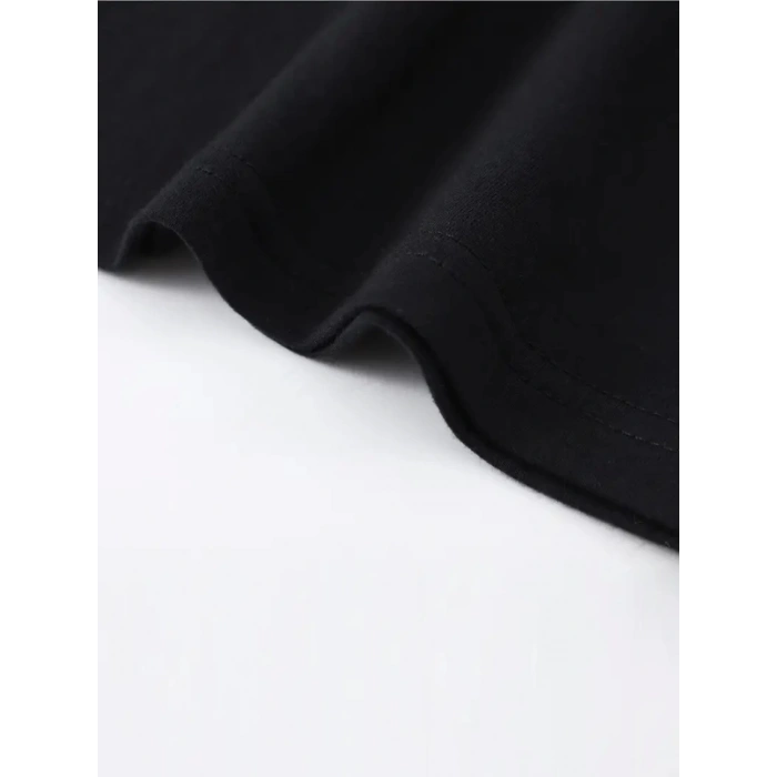 MDB Baskılı Oversize Bisiklet Yaka Tshirt  iyah