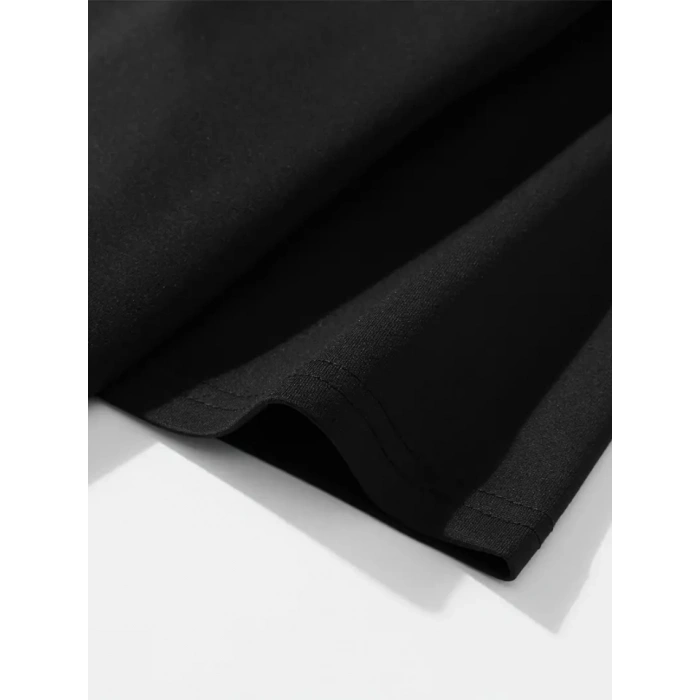 MDB Baskılı Oversize Bisiklet Yaka Tshirt  iyah