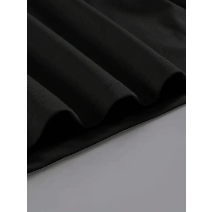 MDB Baskılı Oversize Bisiklet Yaka Tshirt  iyah