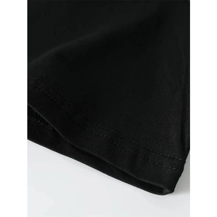 MDB Baskılı Oversize Bisiklet Yaka Tshirt  iyah