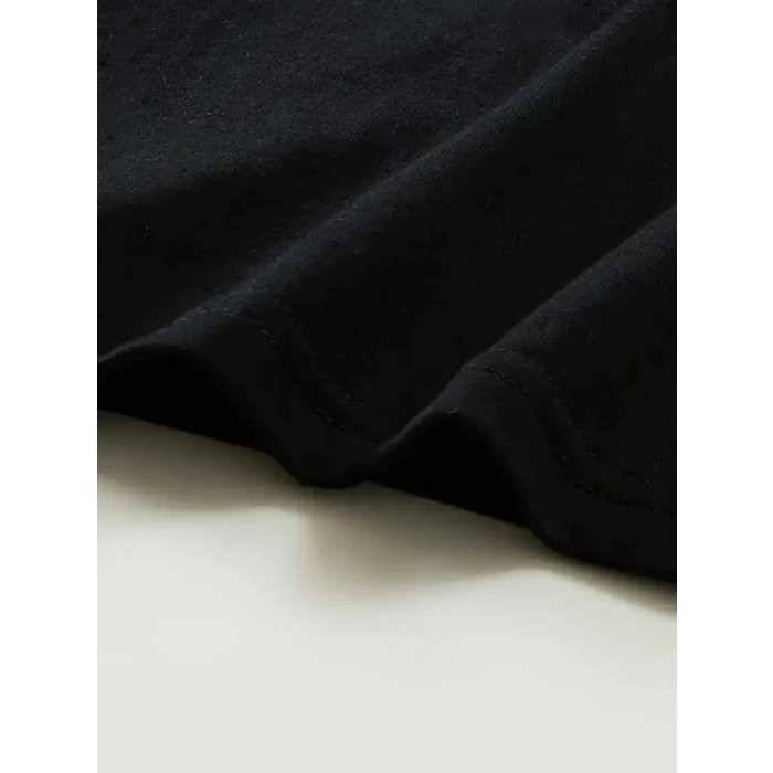 MDB Baskılı Oversize Bisiklet Yaka Tshirt  iyah