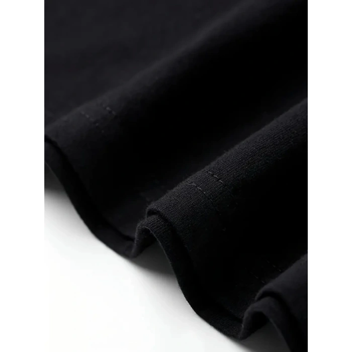 MDB Baskılı Oversize Bisiklet Yaka Tshirt  iyah