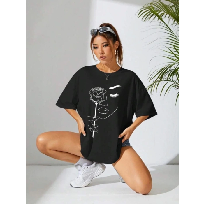 MDB Baskılı Oversize Tshirt  iyah