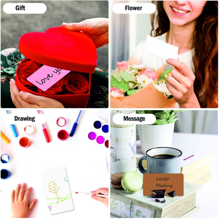 MDB Boş Kelime Kartları 5x8 cm - 50 Adet Oval Kenarlı | Tabu & Not Kartları - Beyaz