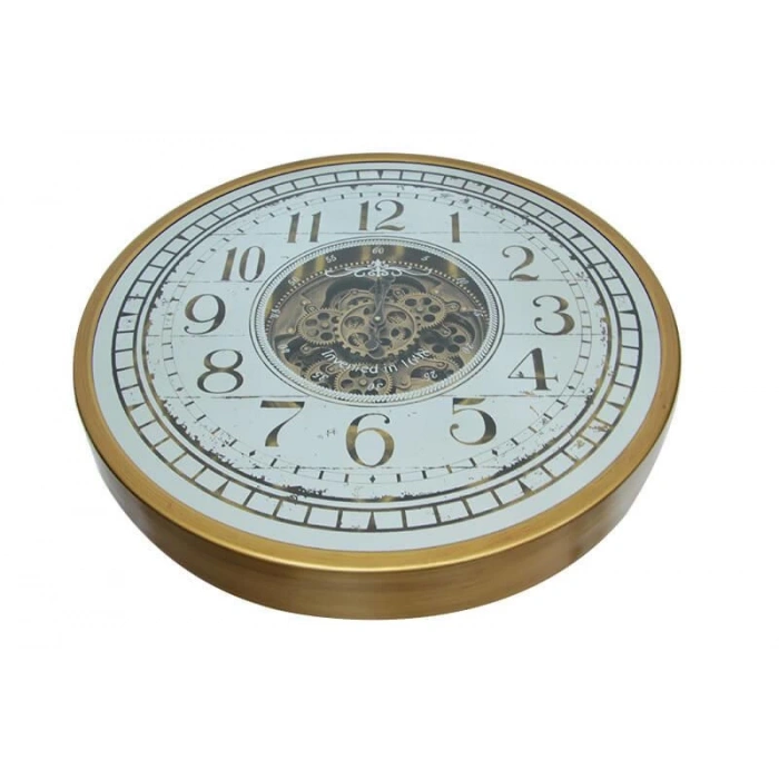 Çarklı Duvar Saati Sarıoksit Akar Mekanizmalı Dekoratif Hediyelik