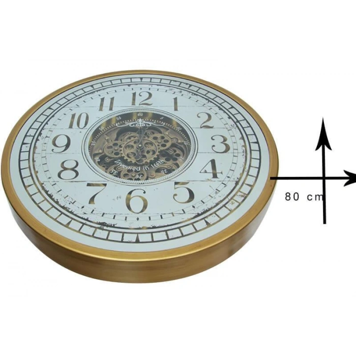 Çarklı Duvar Saati Sarıoksit Akar Mekanizmalı Dekoratif Hediyelik