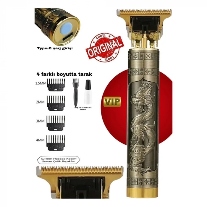 Çelik Kasa Profesyonel Saç Sakal Ense Çizim Tüm Vücut Tüyü Lazer Öncesi Tıraş Makinesi