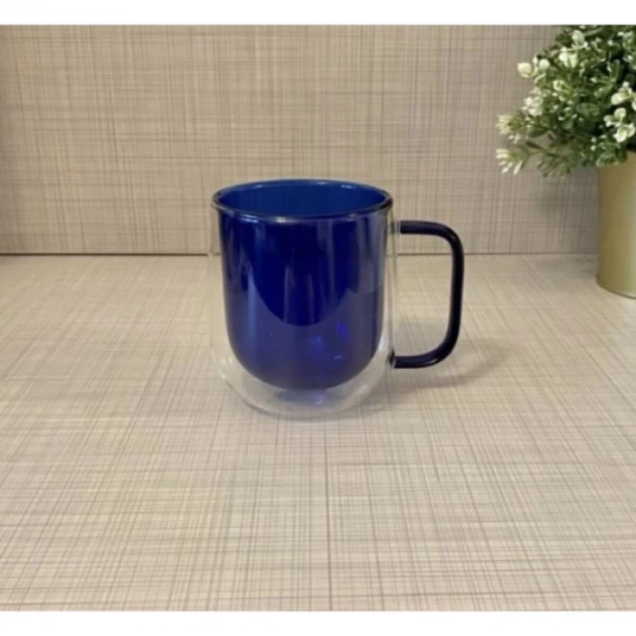 MDB Çift Cidarlı Cam Kupa Lacivert Renk