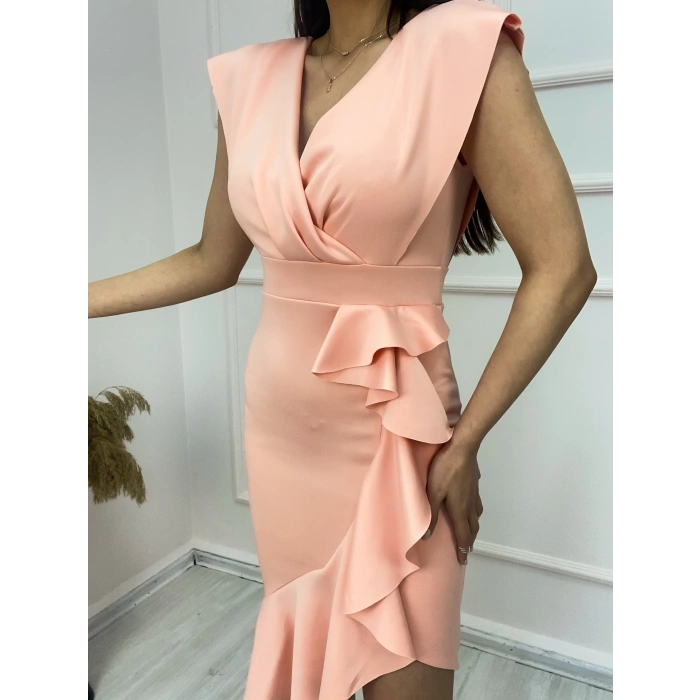 MDB cuba Kumaş Önü Fırfırlı idi Boy Elbise