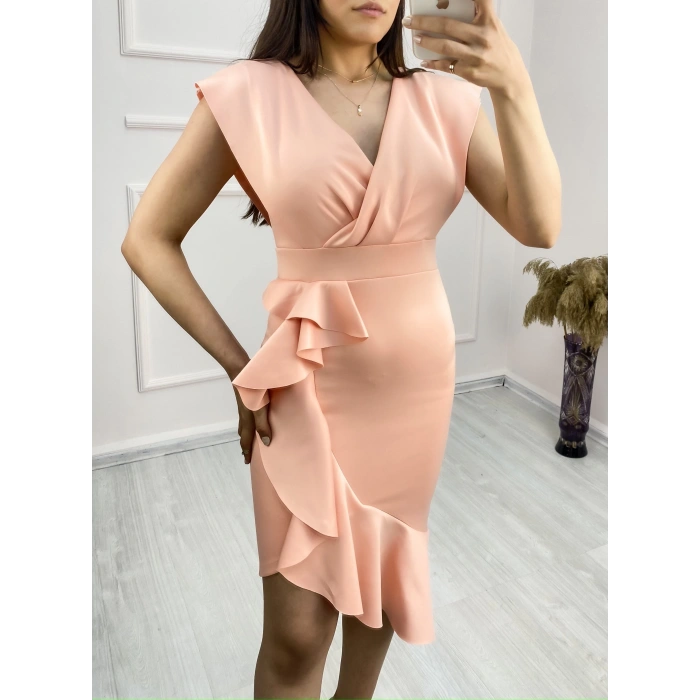 MDB cuba Kumaş Önü Fırfırlı idi Boy Elbise