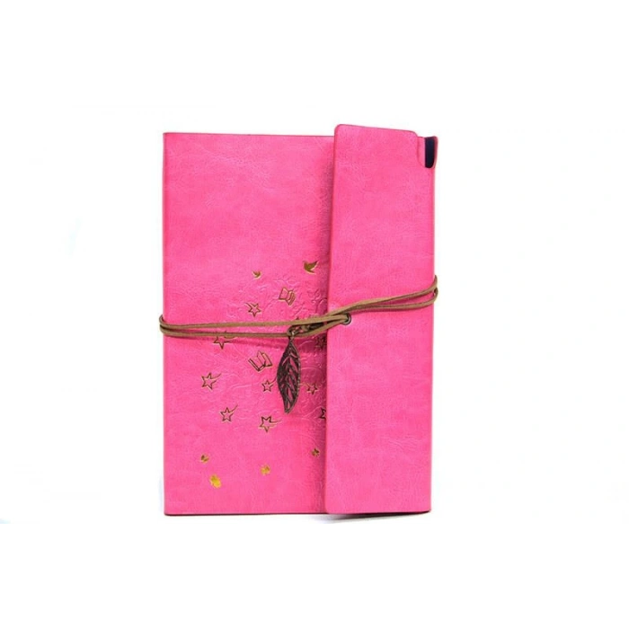 Defter Deri Kaplı Ağaç Baskılı Hediyelik