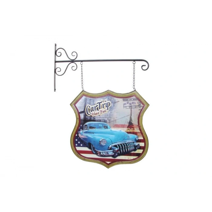 Dekoratif Çift Yönlü Car Trip Temalı Ferforje Askı