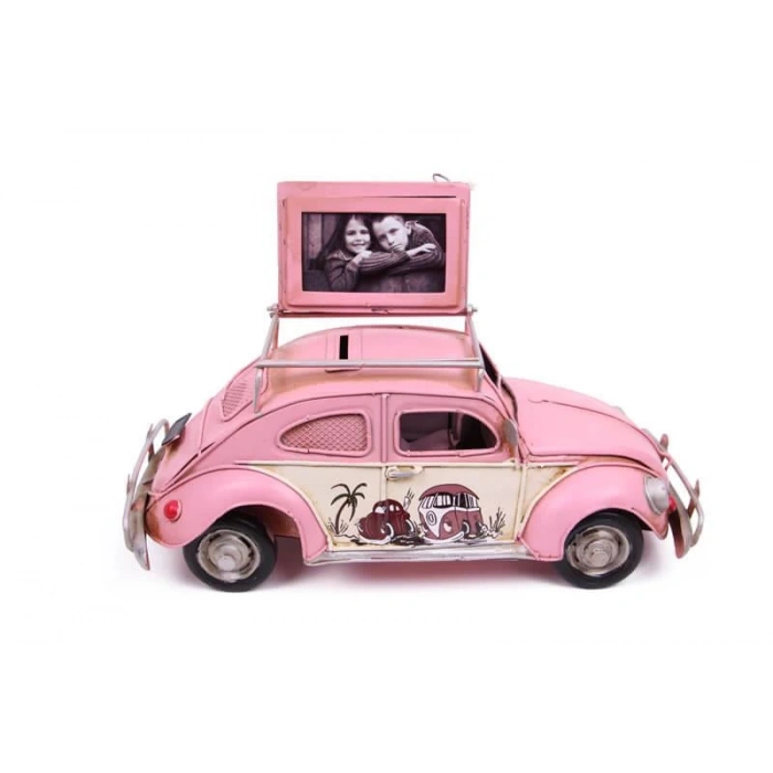 Dekoratif Metal Araba Çerçeveli Kumbaralı Biblo