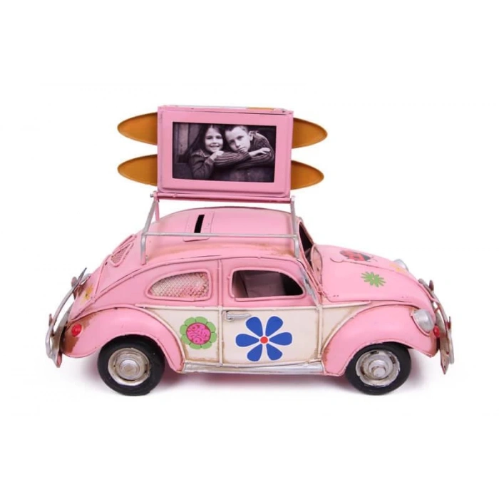 Dekoratif Metal Araba Çerçeveli ve Kumbaralı Hediyelik