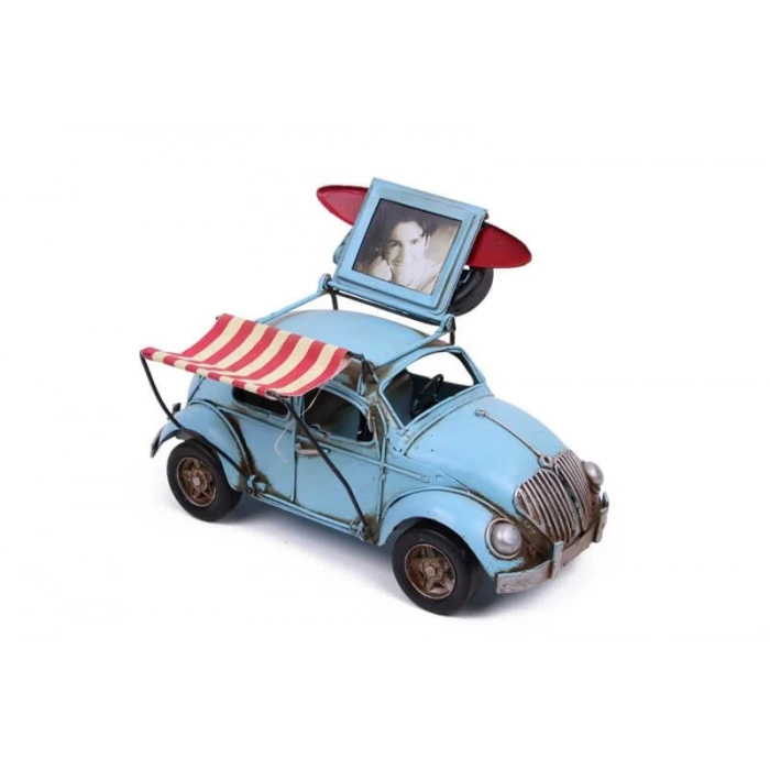 Dekoratif Metal Araba Çerçeveli ve Tenteli Vintage Hediyelik