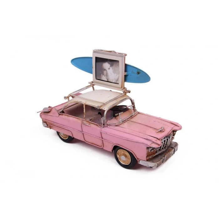 Dekoratif Metal Araba Çerçeveli Vintage Biblo Hediyelik