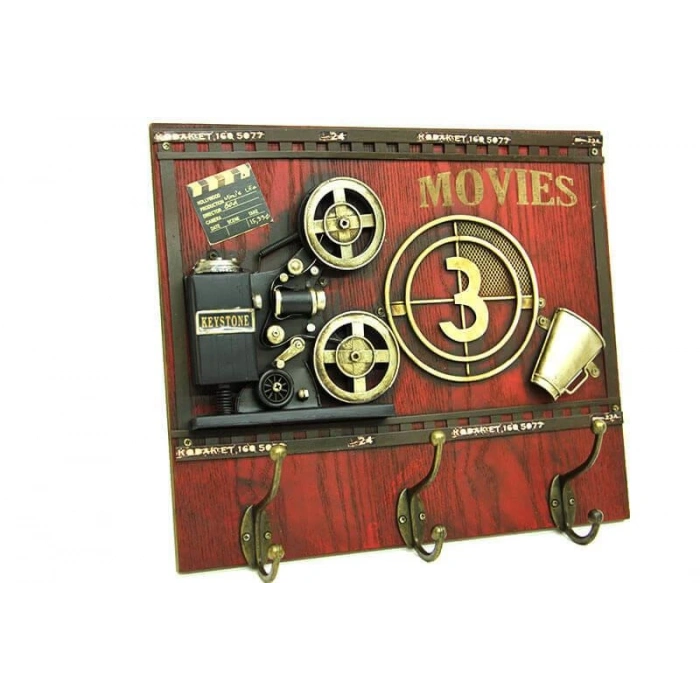 Dekoratif Metal Askı Askılık Sinemaskop Vintage Biblo Hediyelik