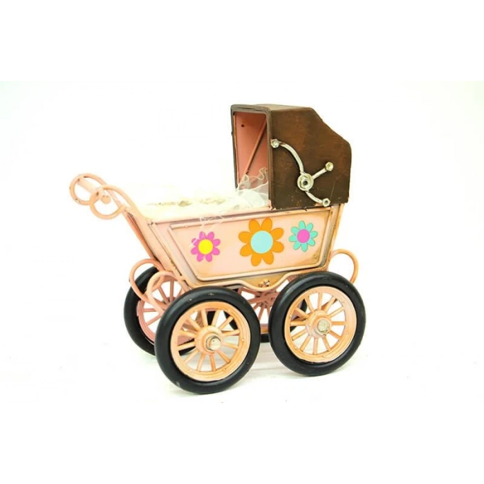 Dekoratif Metal Bebek Arabası Biblo Vintage Hediyelik