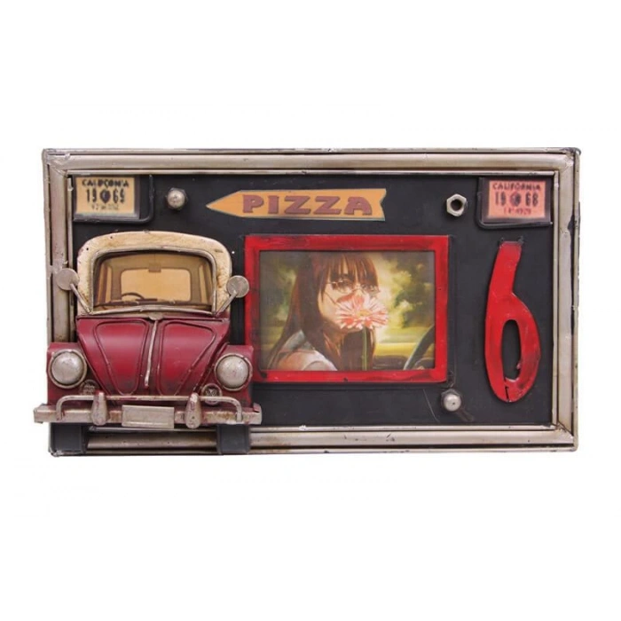 Dekoratif Metal Çerçeve Araba Dekorlu Ev Ofis Hediyelik