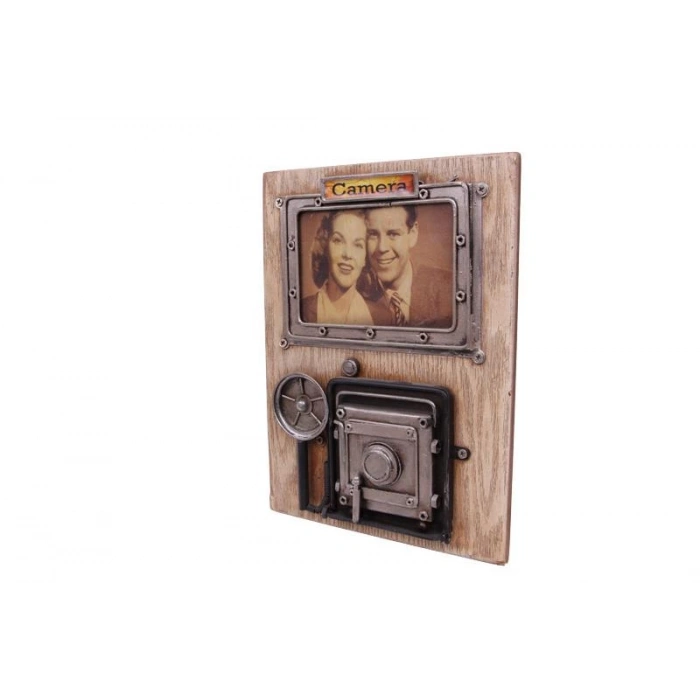 Dekoratif Metal Çerçeve Fotoğraf Makinesi Dekorlu Hediyelik