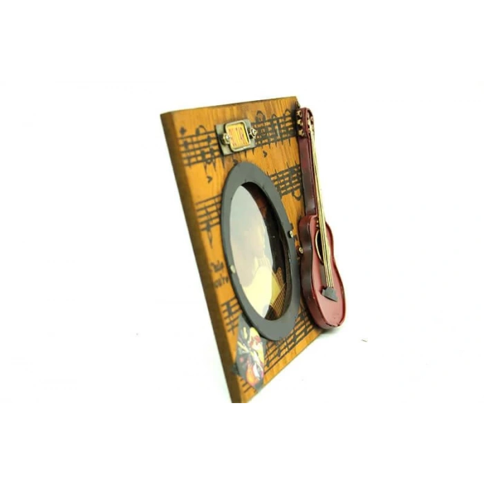 Dekoratif Metal Çerçeve Gitar Dekorlu Vintage Ev Ofis Hediyelik
