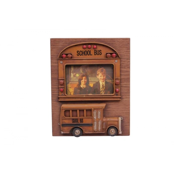 Dekoratif Metal Çerçeve Okul Otobüsü Dekorlu Hediyelik