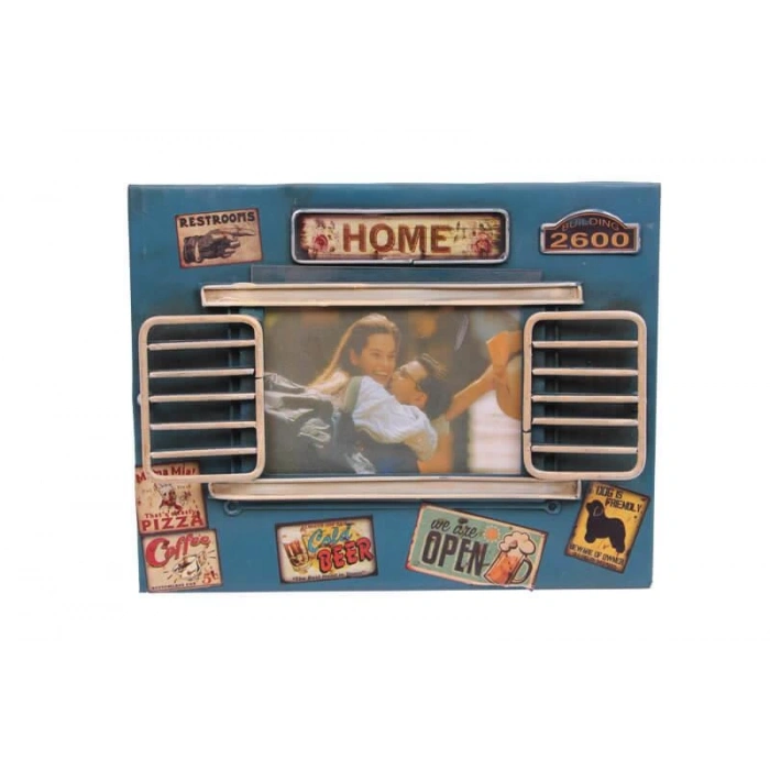 Dekoratif Metal Çerçeve Panjur Temalı Vintage Ev Ofis Hediyelik