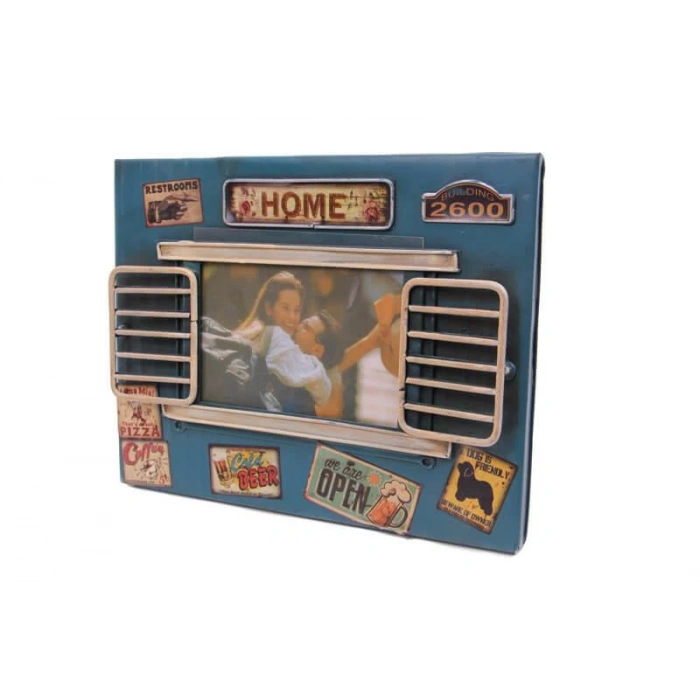 Dekoratif Metal Çerçeve Panjur Temalı Vintage Ev Ofis Hediyelik