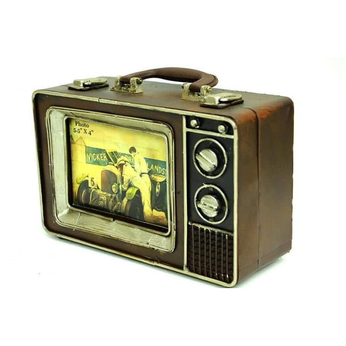 Dekoratif Metal Çerçeve Televizyon Temalı Vintage Hediyelik