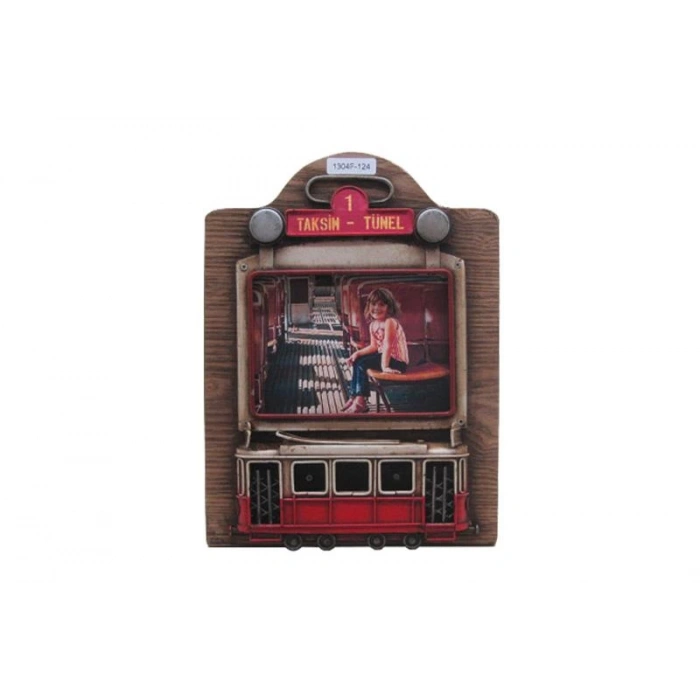Dekoratif Metal Çerçeve Tramvay Dekorlu Vintage Hediyelik