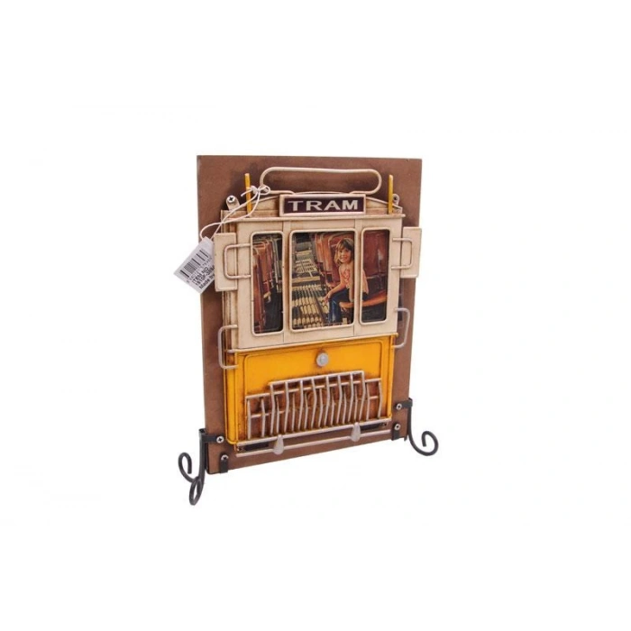 Dekoratif Metal Çerçeve Tramvay Dekorlu Vintage Hediyelik