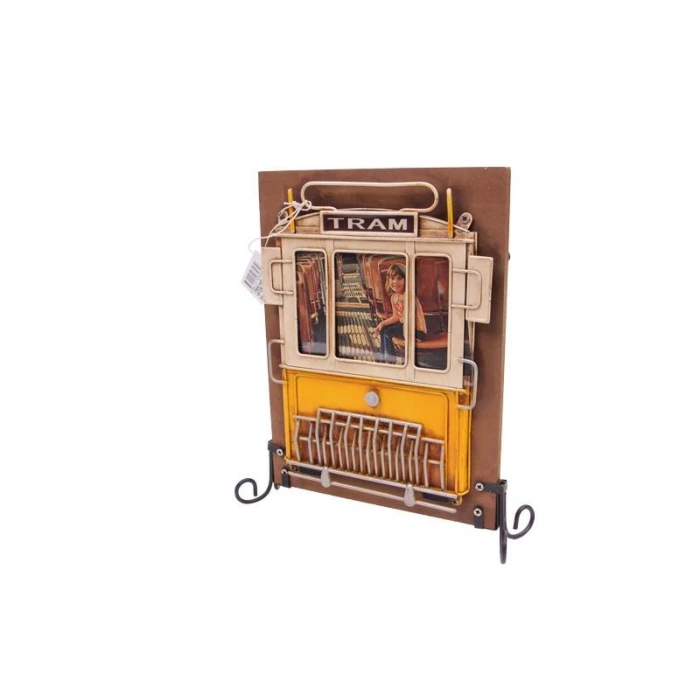 Dekoratif Metal Çerçeve Tramvay Dekorlu Vintage Hediyelik