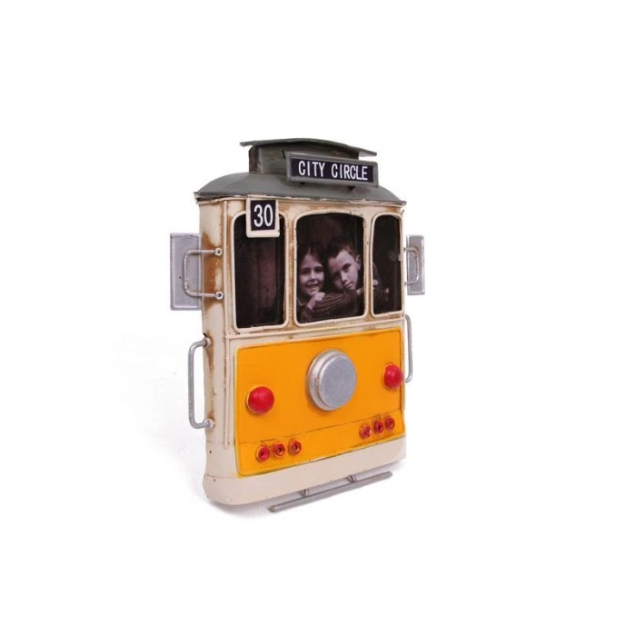 Dekoratif Metal Çerçeve Tramvay Temalı Vintage Hediyelik