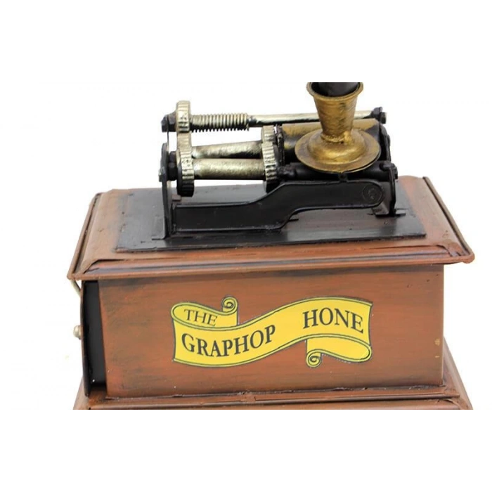 Dekoratif Metal Gramofon Kutu Hediyelik