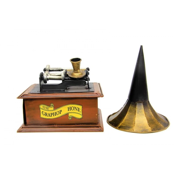 Dekoratif Metal Gramofon Kutu Hediyelik