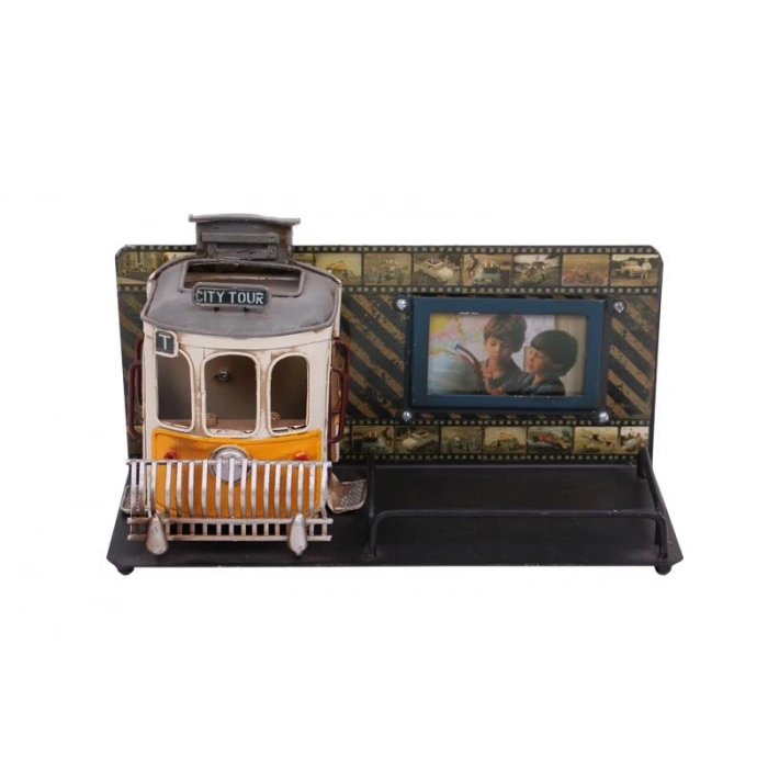 Dekoratif Metal Kalemlik Çerçeveli Tramvay Temalı Hediyelik