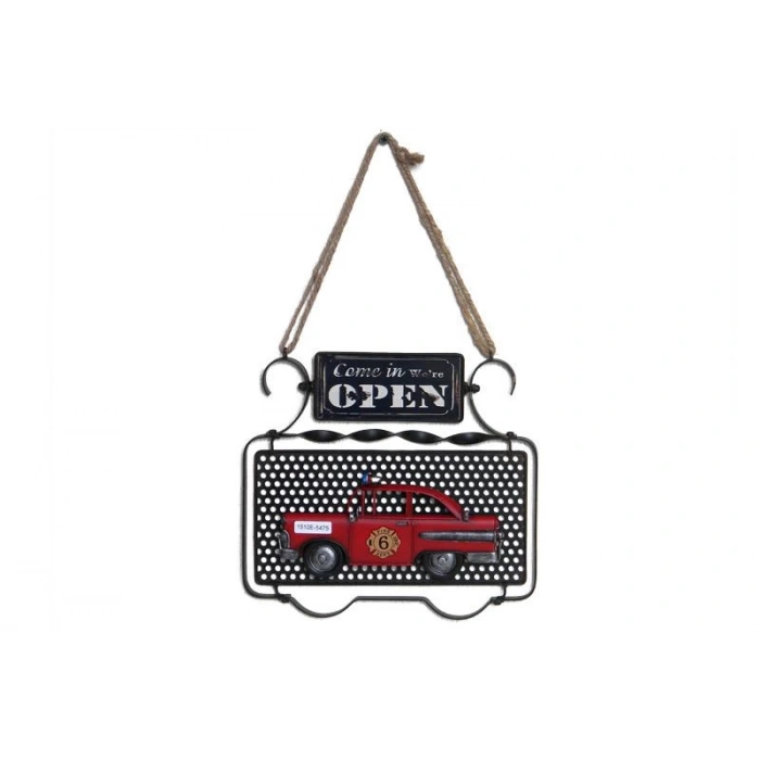 Dekoratif Metal Kapı Yazısı Araba Dekorlu Vintage Hediyelik