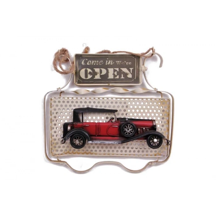 Dekoratif Metal Kapı Yazısı Araba Dekorlu Vintage Hediyelik