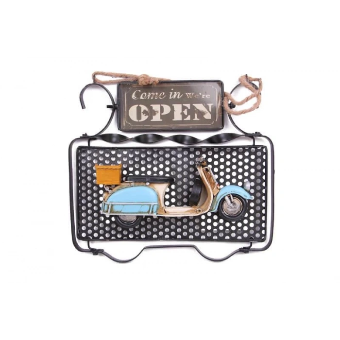 Dekoratif Metal Kapı Yazısı Scooter Dekorlu Vintage Hediyelik