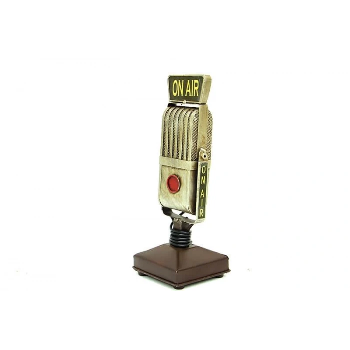 Dekoratif Metal Mikrofon Obje Biblo Vintage Hediyelik