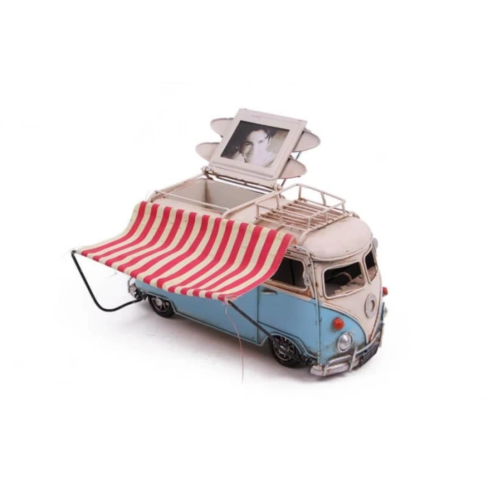 Dekoratif Metal Minibüs Çerçeveli Kalemlik Tenteli