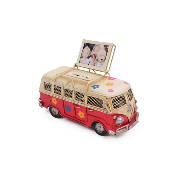 Dekoratif Metal Minibüs Çerçeveli ve Kumbaralı