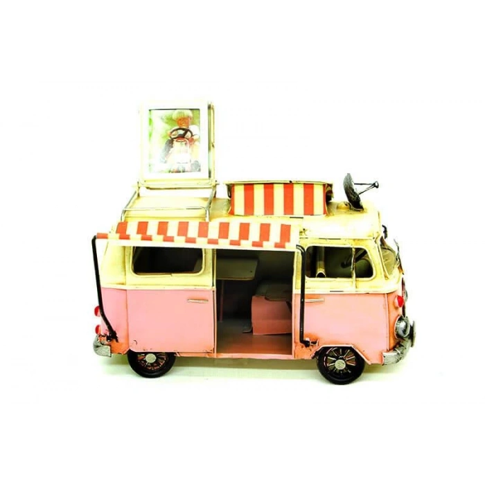 Dekoratif Metal Minibüs Çerçeveli ve Tenteli Vintage Hediyelik