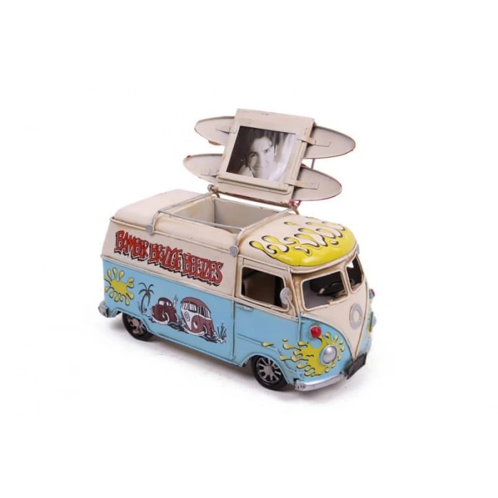 Dekoratif Metal Minibüs Kalemlik ve Çerçeveli Hediyelik