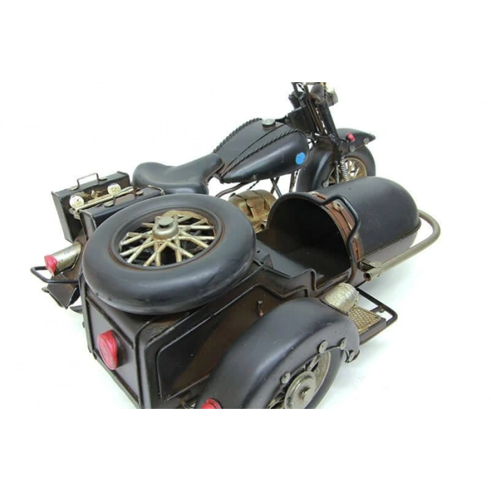 Dekoratif Metal Motosiklet Sepetli Biblo Dekoratif Hediyelik