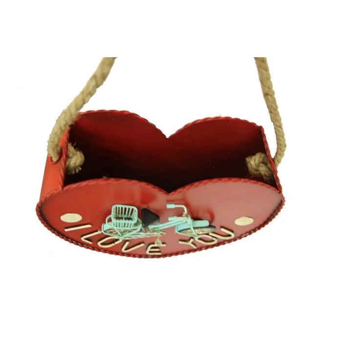 Dekoratif Metal Saksı Kalp Modeli Dekoratif Vintage Hediyelik